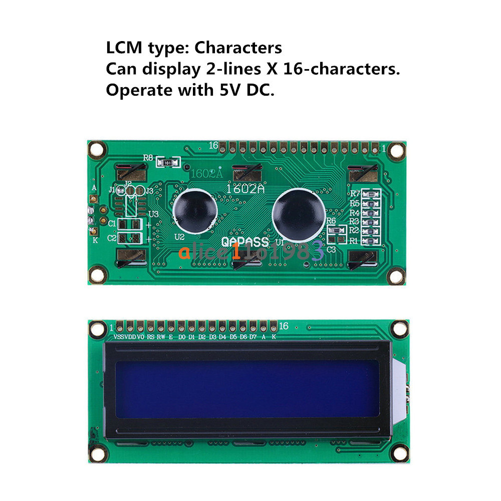 1602 16x2 Character LCD Display Module HD44780 Controller Blue Blacklight