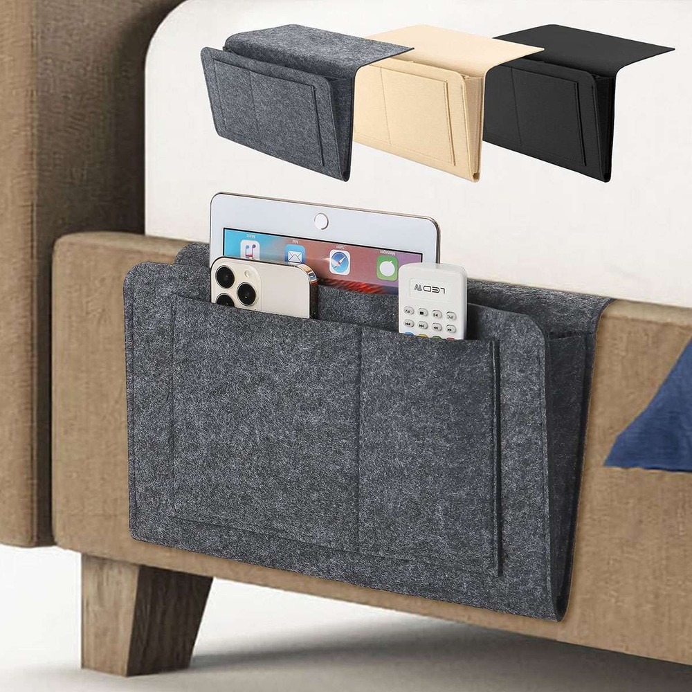 Bedside Pockets Caddy Felt Bed Storage Organizer Hanging Bag Table Sofa Holder