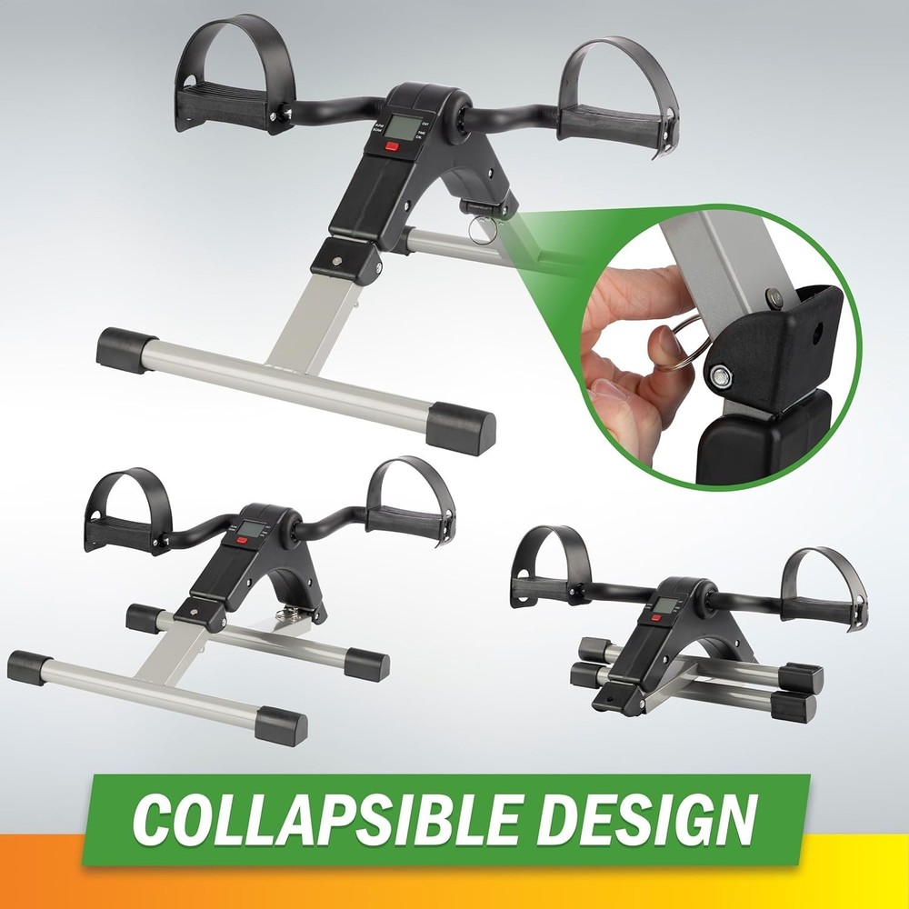 Wakeman Folding Pedal Exerciser - Calorie Tracker for Home, Office & Therapy Use