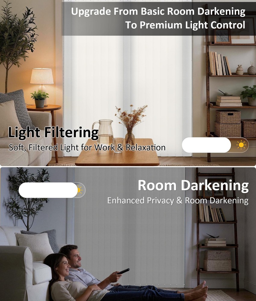 Light Filtering Vertical Blinds Replacement Slats, Easy-Cut UV Blocking & Ant...