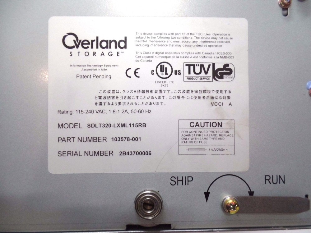 Overland Storage HPLTO3-LXML3117RB PowerLoader Tape Library