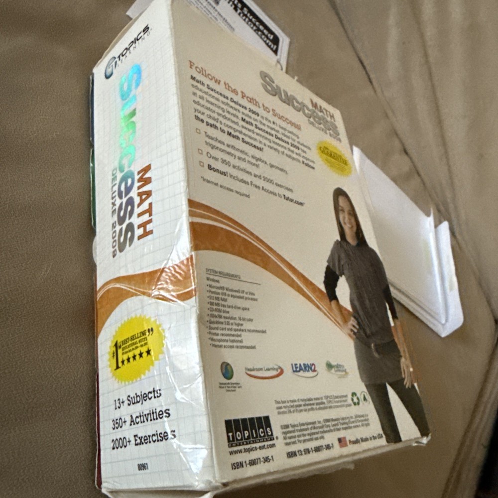 Math Success Deluxe 2009 PC CD-ROM 2 Disc Set w/ Box Learning Software Ages 9+