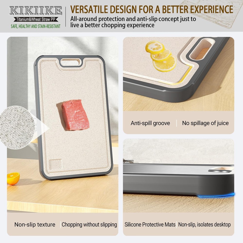Titanium Cutting Board Double Sided Pure Titanium Cutting Boards for Kitchen,...