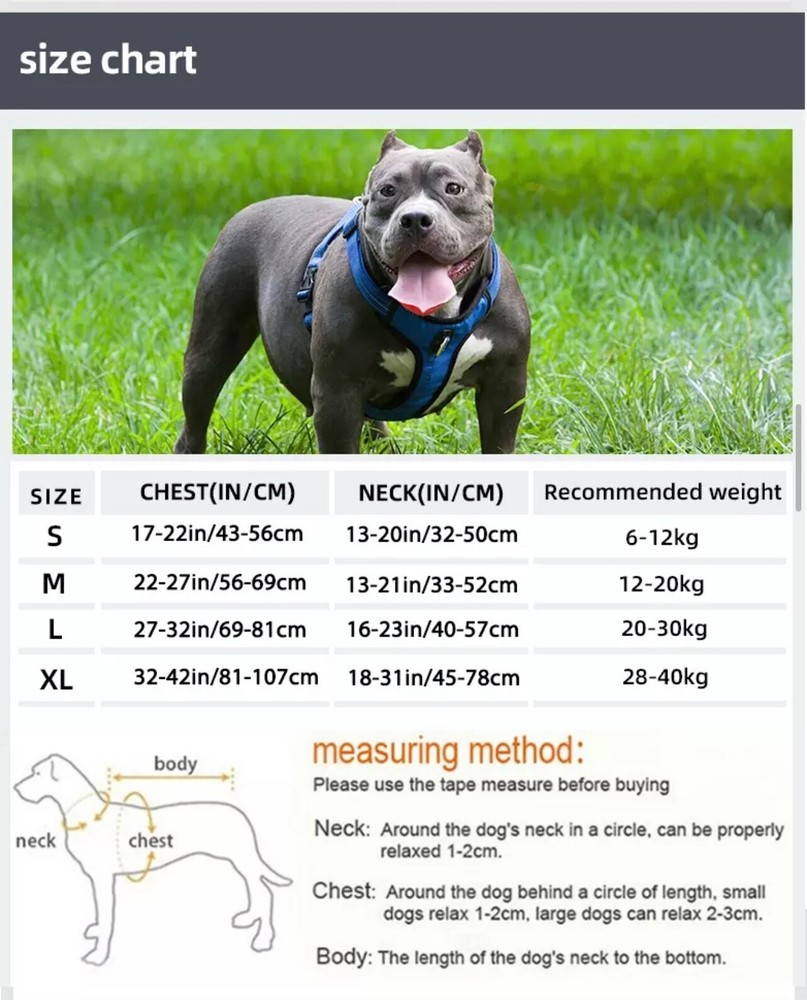 Dog Harness Nylon Reflective Adjustable Small Medium Large X-Large