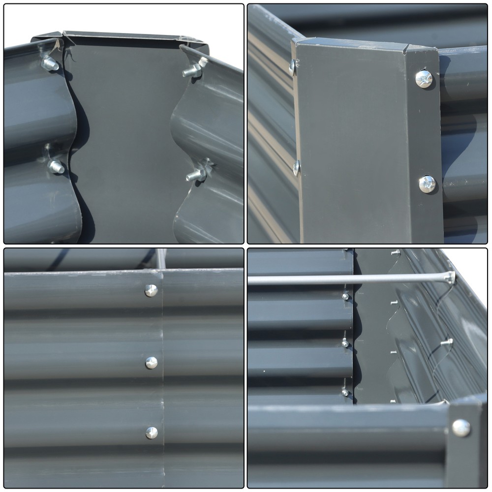 6x3x2 Ft Galvanized Garden Bed Elevated Raised Planter Boxes for Outdoor