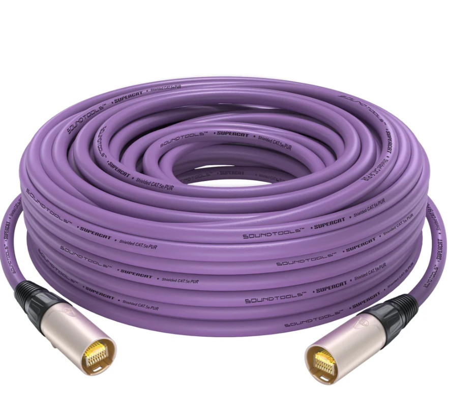 SoundTools SuperCAT Pro Shielded CAT5e etherCON Cable, 50ft, Purple