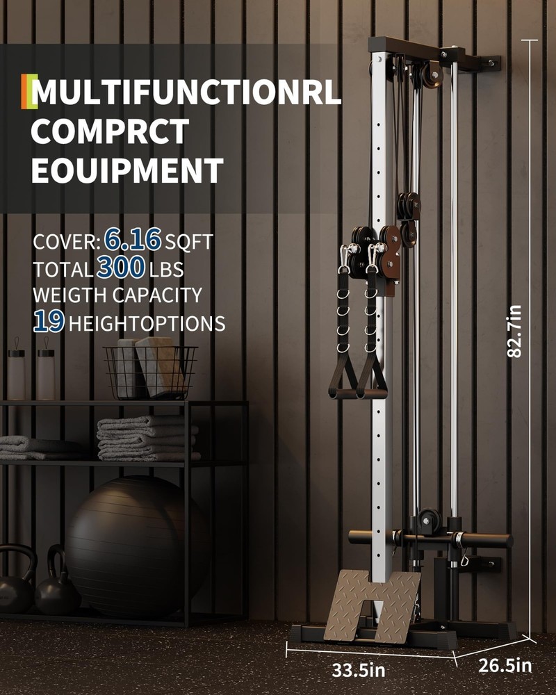 Wall Mount Cable Station LAT Pulldown Machine with 19 Positions Dual Pulley