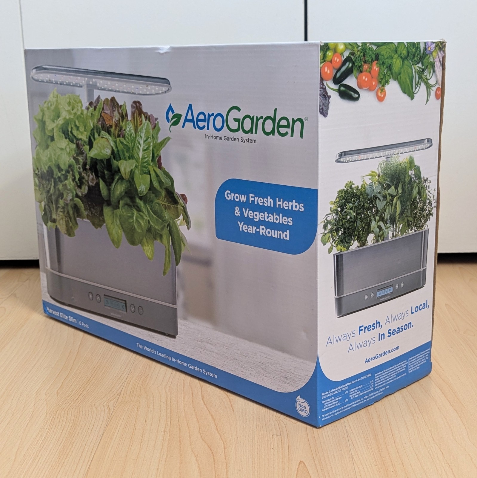 New AeroGarden Harvest Elite Slim 6 Pods Indoor Garden 901124-1300