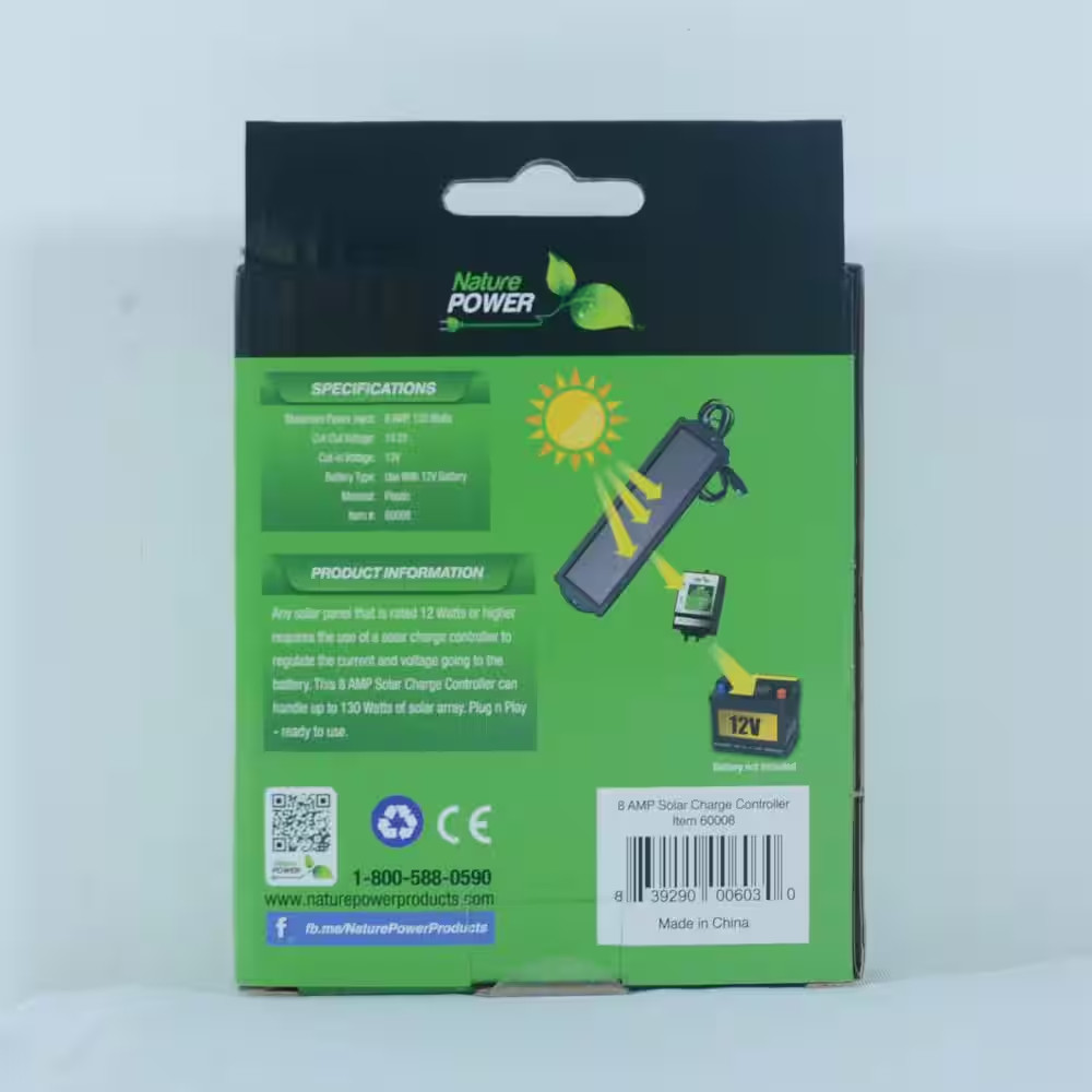 8 Amp 130-Watt 12-Volt Solar Power Charge Controller