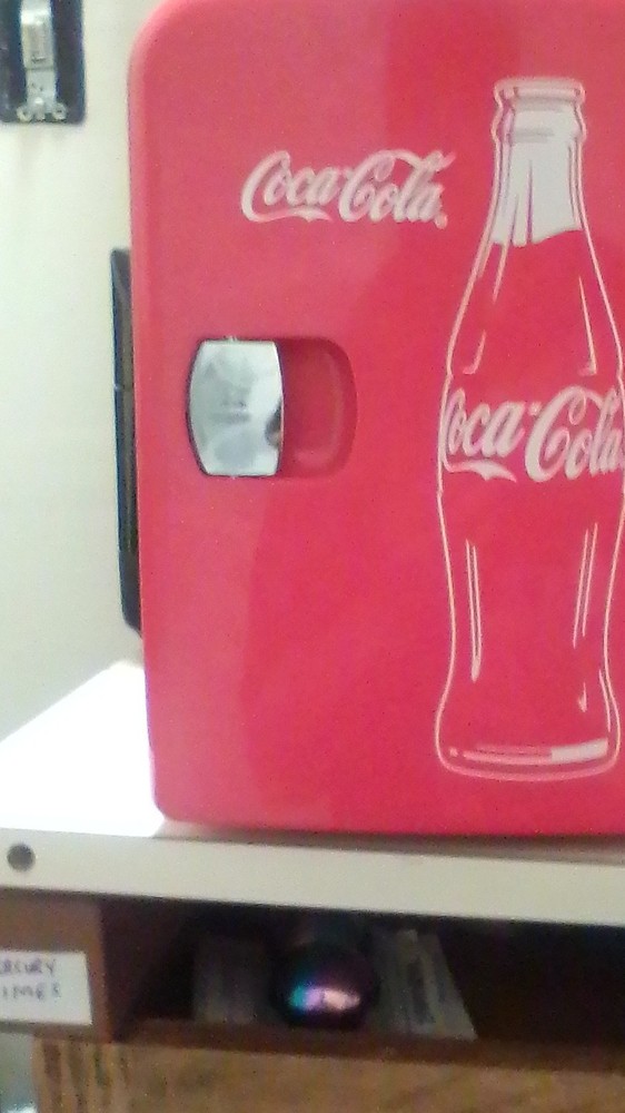 Coca-Cola Red Tabletop Mini Fridge Portable Single Door Removable Shelf