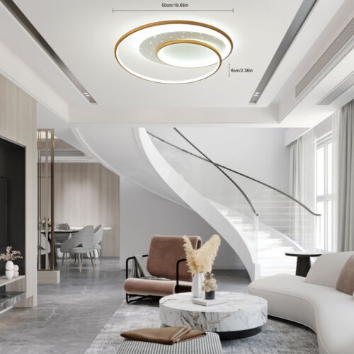 Modern LED Ceiling Light Dimmable Pendant Lamp Flush Mount w/Remote Control 51W