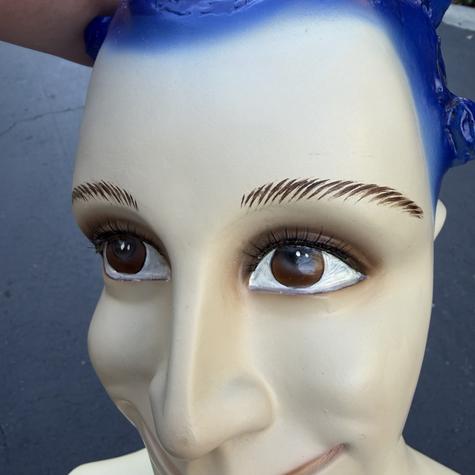 Lady Lulu Vintage Mannequin Torso Head Male Man Muscle Blue Spike Hair Smiling