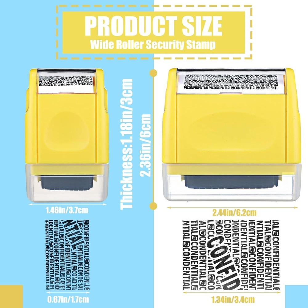 Nezyo 2-Pack Identity Protection Roller Stamp with 4 Refill Inks – Privacy & Dat