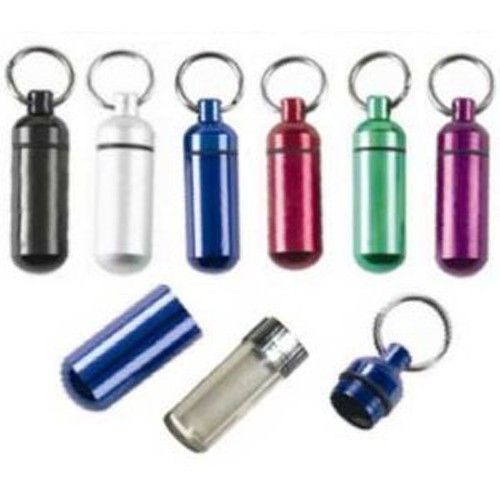 New 5PC Small Pill / ID Holder KeyChain ( Assorted Colors )