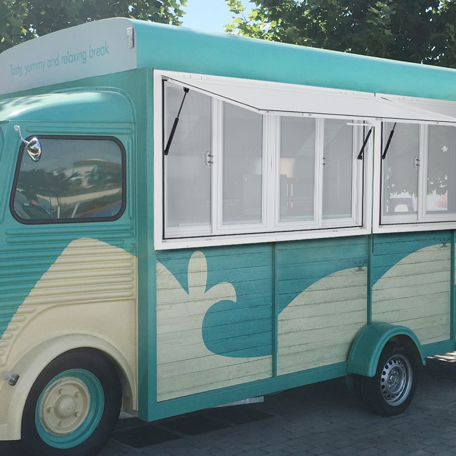 VEVOR 53x33in Concession Stand Trailer Serving Window w/ 4 Screen Windows