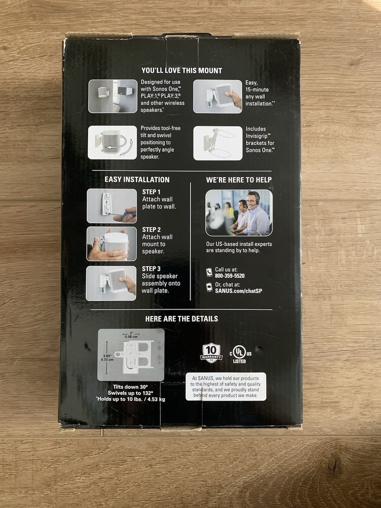 Sanus Wireless Speaker Wall Mounts - Pair (White)