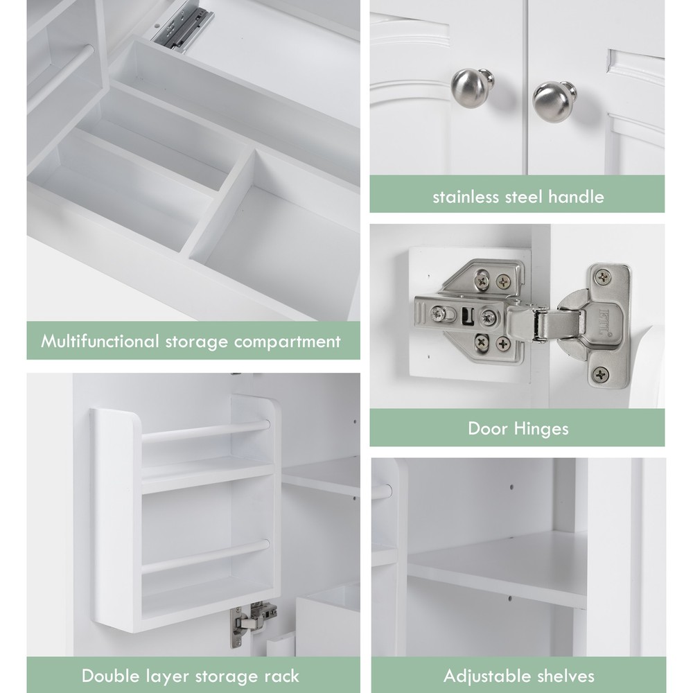 30" White Bathroom Vanity w/Ceramic Sink,2 Soft-Close Doors & Adjustable Shelf