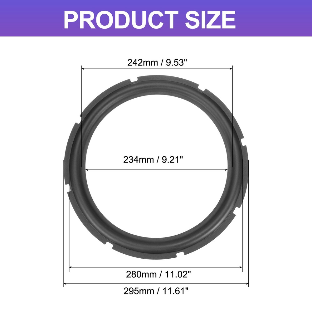 Black 12 Inch Rubber Notch Speaker Edge Surround Ring