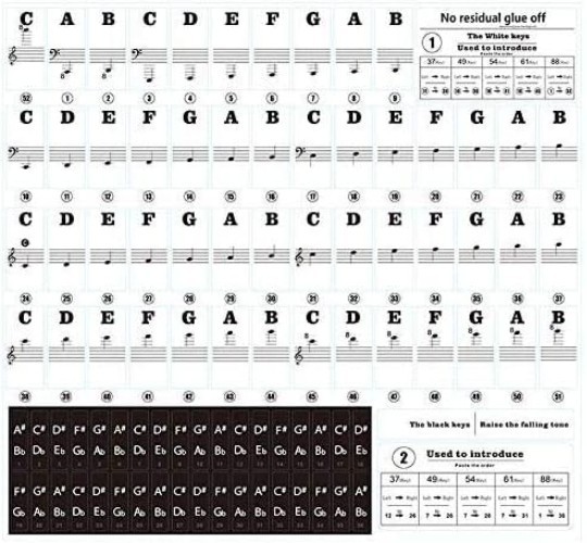 Durable Piano Note Stickers for Full-Size Instruments - For Beginners to Masters