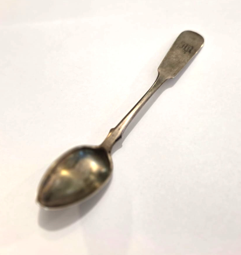 Antique Imperial Russian 84 Solid Silver Teaspoon Engraved Initials