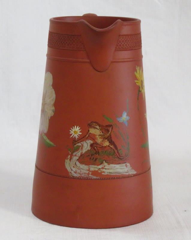 Prattware Earthenware Hand Painted Pitcher 9" Tall