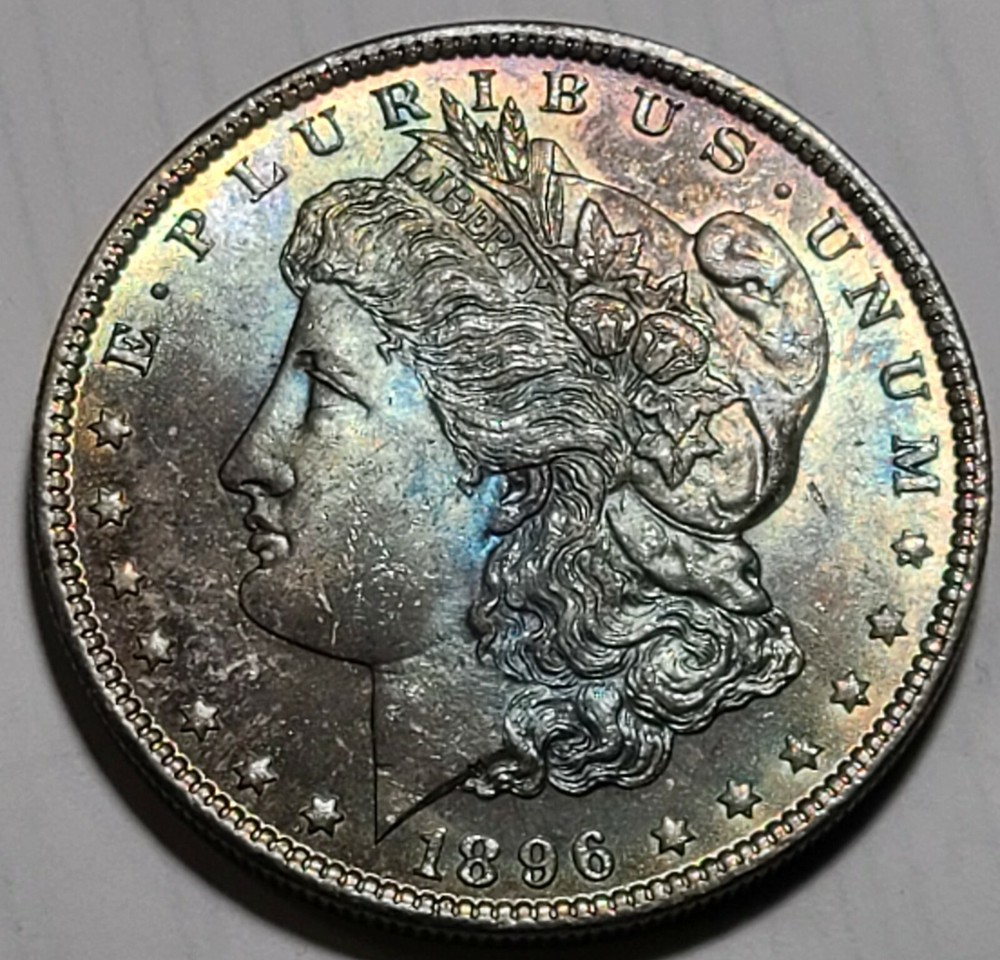 1896 Gem Morgan Silver Dollar Spectacular Toning $1