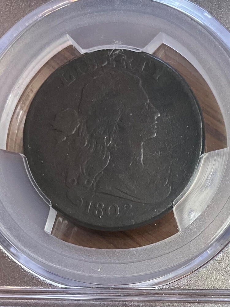 PCGS VG08 1802 DRAPED BUST LARGE CENT NO STEMS VERY NICE SURFACES