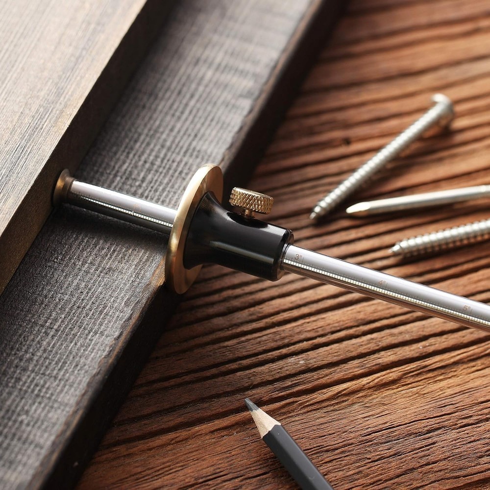 Wheel Marking Gauge, 2 Extra Blades, Laser Engraved Graduations, Solid Brass Fac