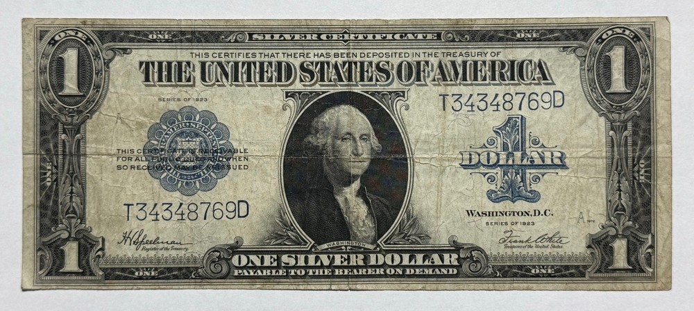 1923 Large Size $1 Dollar Bill Silver Certificate Note 769D-AXEM