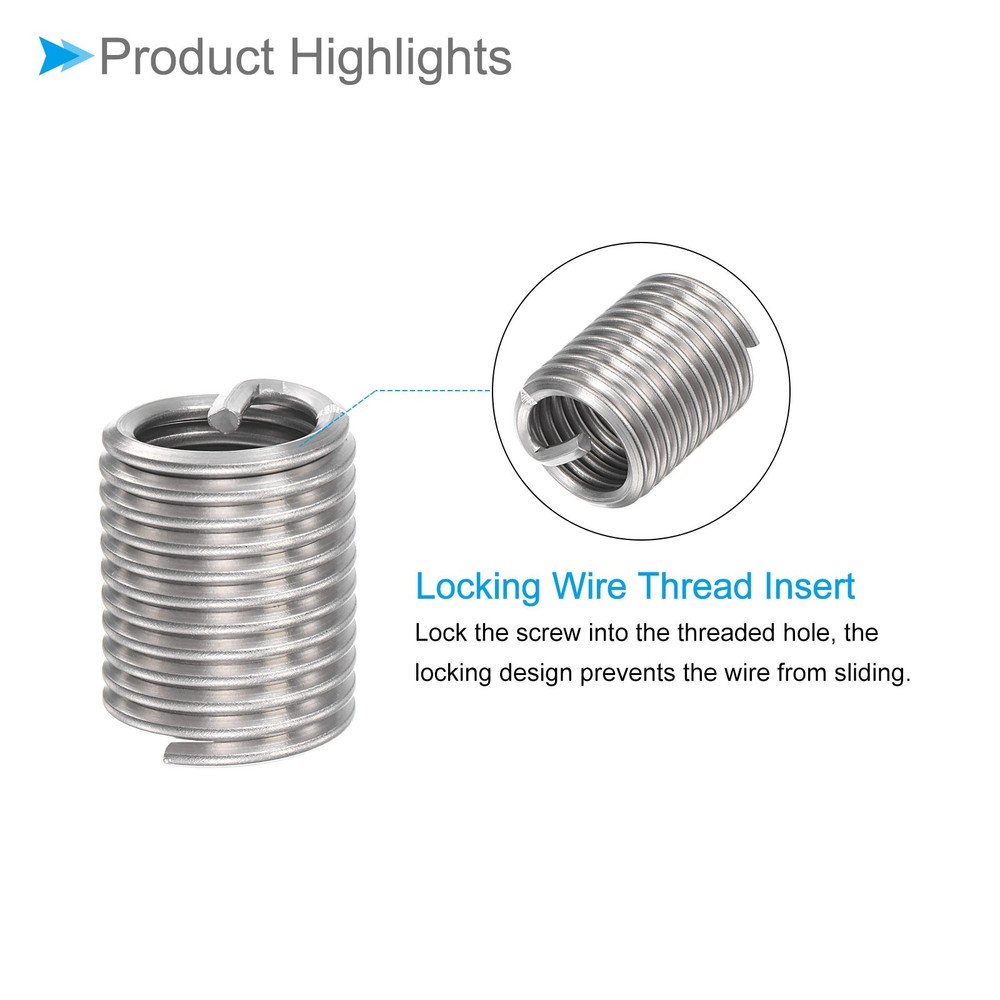 10pcs 1/2-13 UNC 2.0D Wire Thread Repair Insert Helical Type Coiled