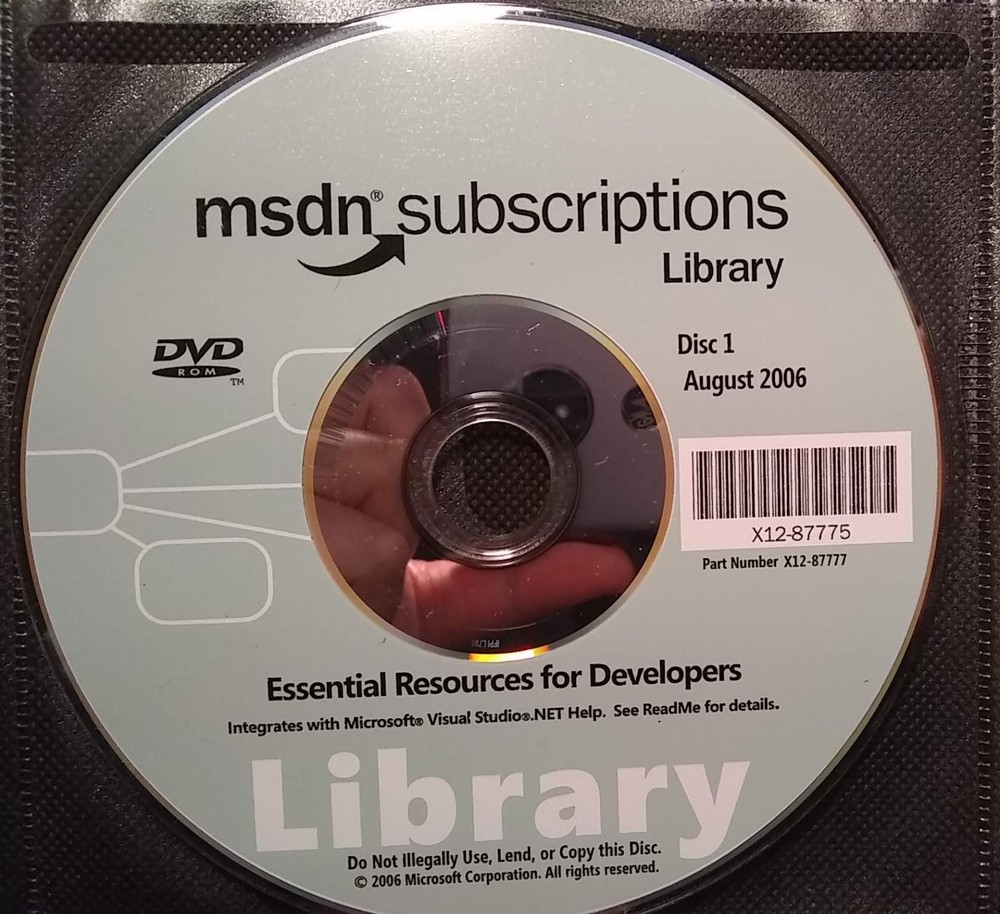 Microsoft MSDN Subscription Library (August 2006) Complete Disc Set w/ License