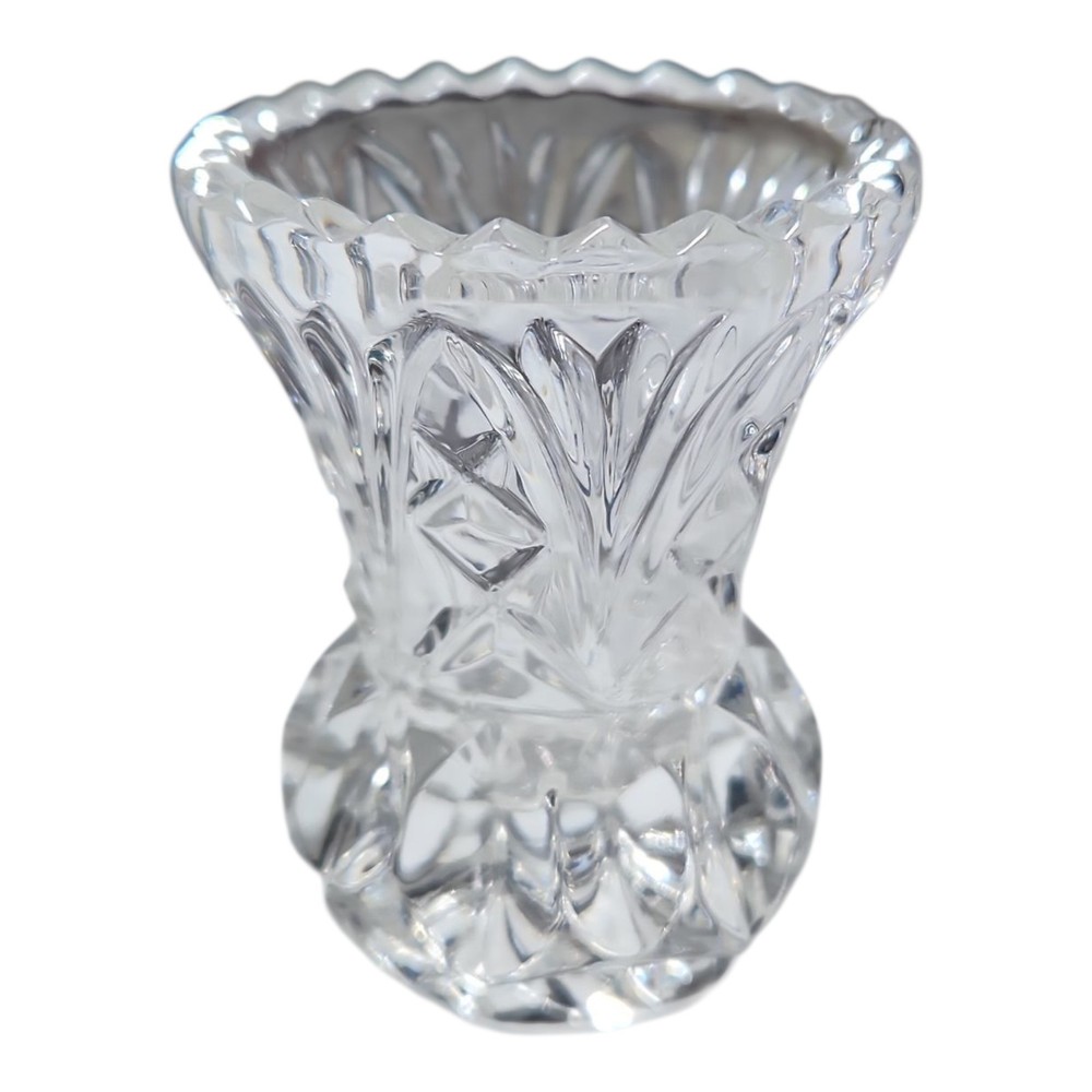 Clear Glass Toothpick Holder Etched Mini Vase Table Decor