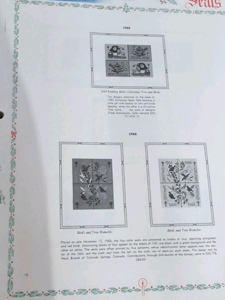 Vtg. White Ace Christmas Seals Folder W/Page Lifters & Historical US Pages *Read