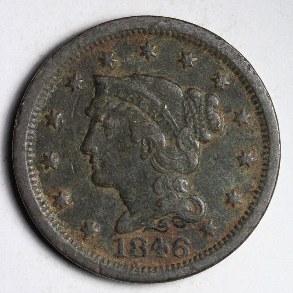 1846 Braided Hair Large Cent CHOICE VF E199 ZYCV