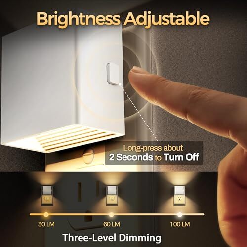LED Night Lights Plug into Wall [2 Pack], Plug in Nightlight, 3 Level