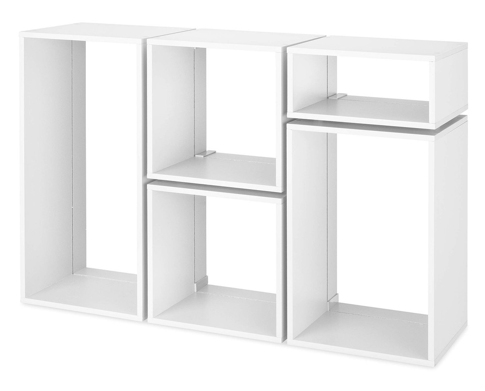 Whitmor Clip & Cube 5-Piece Organizer, White Modern, Contemporary