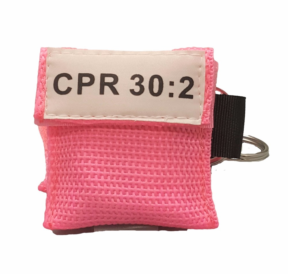 100 Pink CPR Mask with Keychain Face Shield with GLOVES