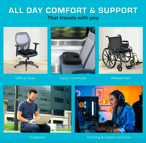 Xtreme Comforts Foam Coccyx Tailbone Cushion - Orthopedic Non-Slip Chair Pillow