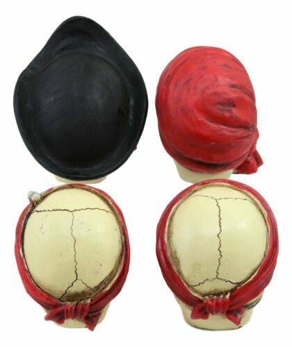 Ebros Set of 4 Skeleton Pirate Captain Marauders Caribbean Sea Skulls Figurine