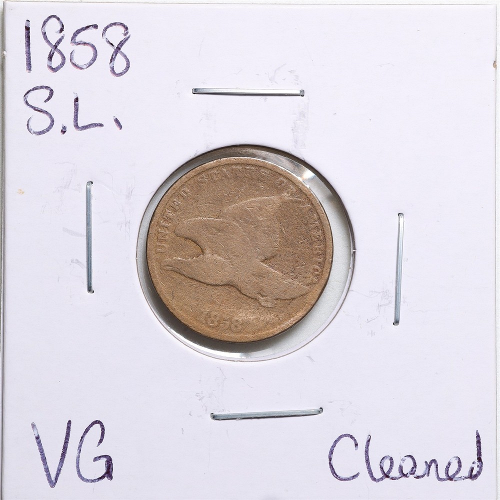 1858 Small Letters 1C Flying Eagle Cent With VG Detail Cleaned #5314