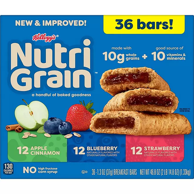 Nutri-Grain Bars Variety Pack, 1.3 oz., 36 Packk, Fresh