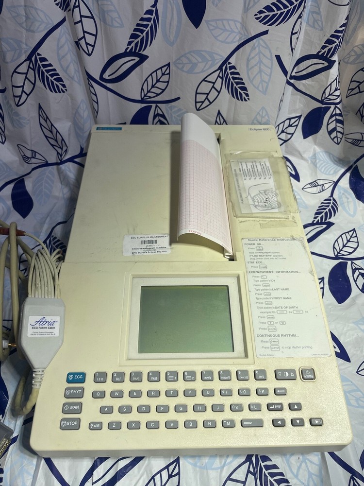 Burdick Eclipse 800 ECG/EKG Electrocardiograph Machine with EKG cable