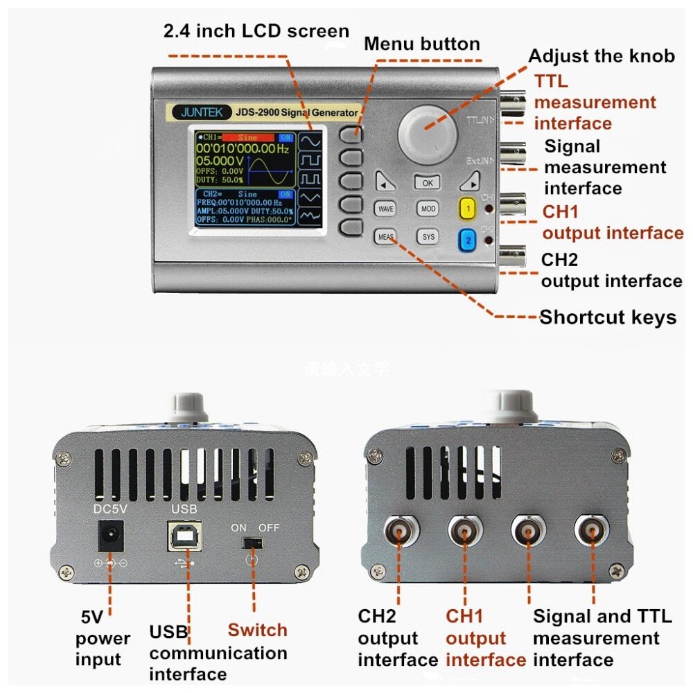 60MHz DDS Function Signal Generator Digital Control Dual-channel Frequency Meter