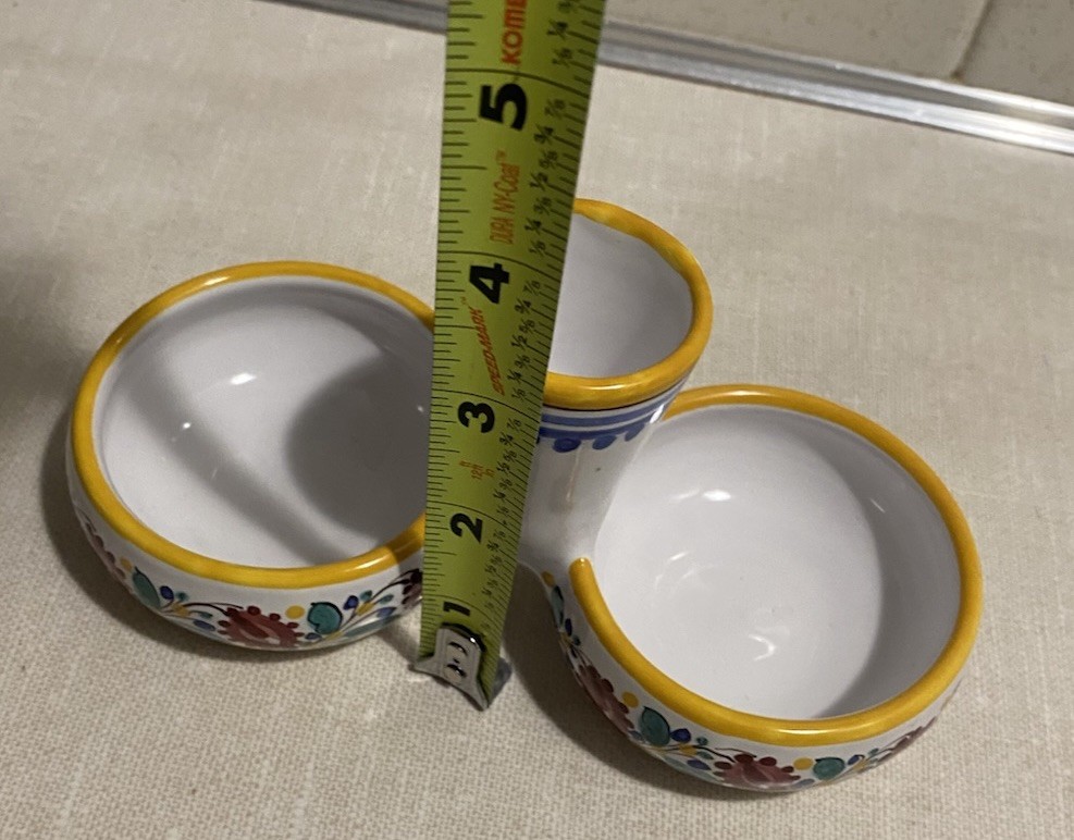 VTG Salt Cellar Condiments Dish Signed Bottom HK Ceramic Terracotta Base