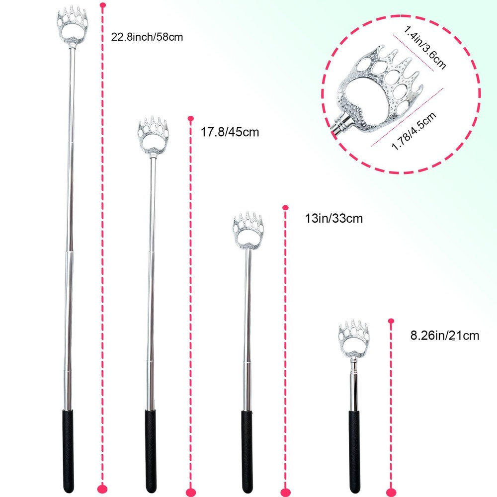 2 Pcs Back Scratcher Extendable,Metal Bear Claws Back Scratchers,Backscratche...