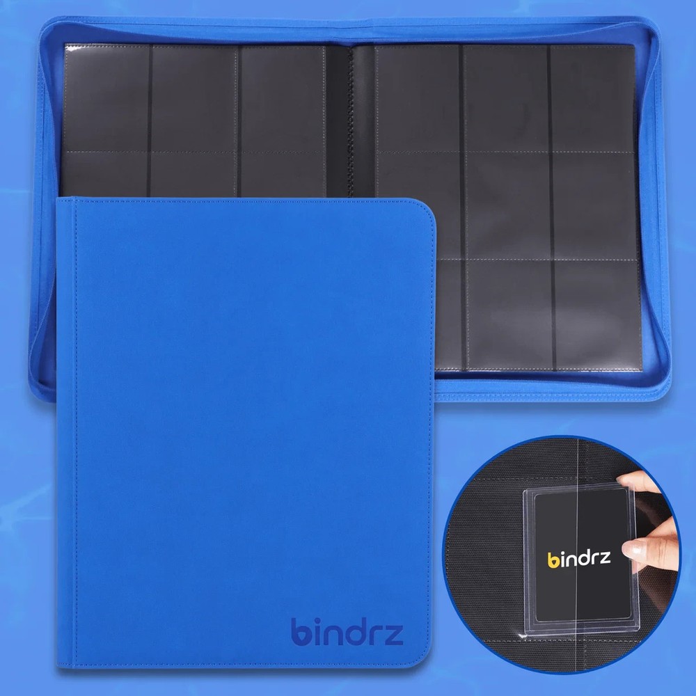 BINDRZ 9-Pocket 252 Top Loader Water Binder w/Side Loading Pockets Blue NEW