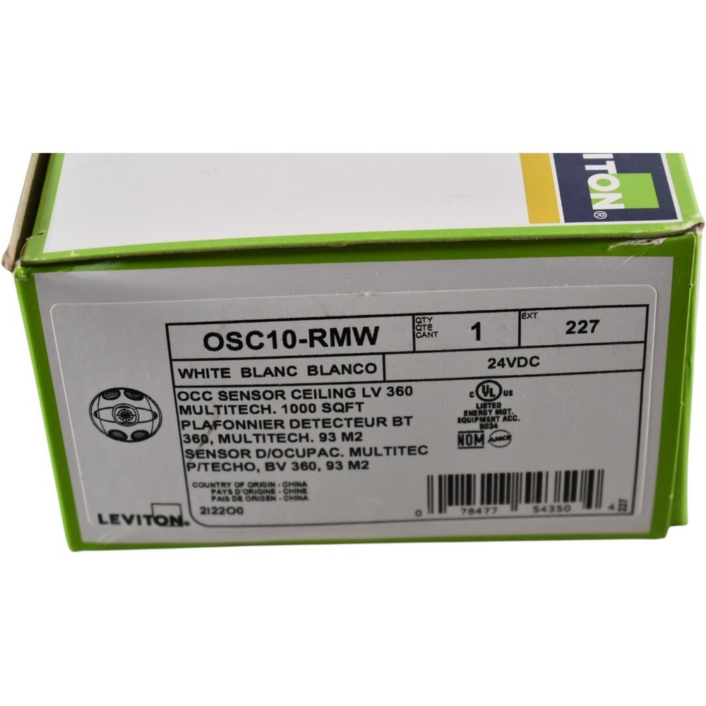 NEW Leviton OSC10-RMW Occupancy Sensor, Multi-Technology (PIR/US), Ceiling Mount