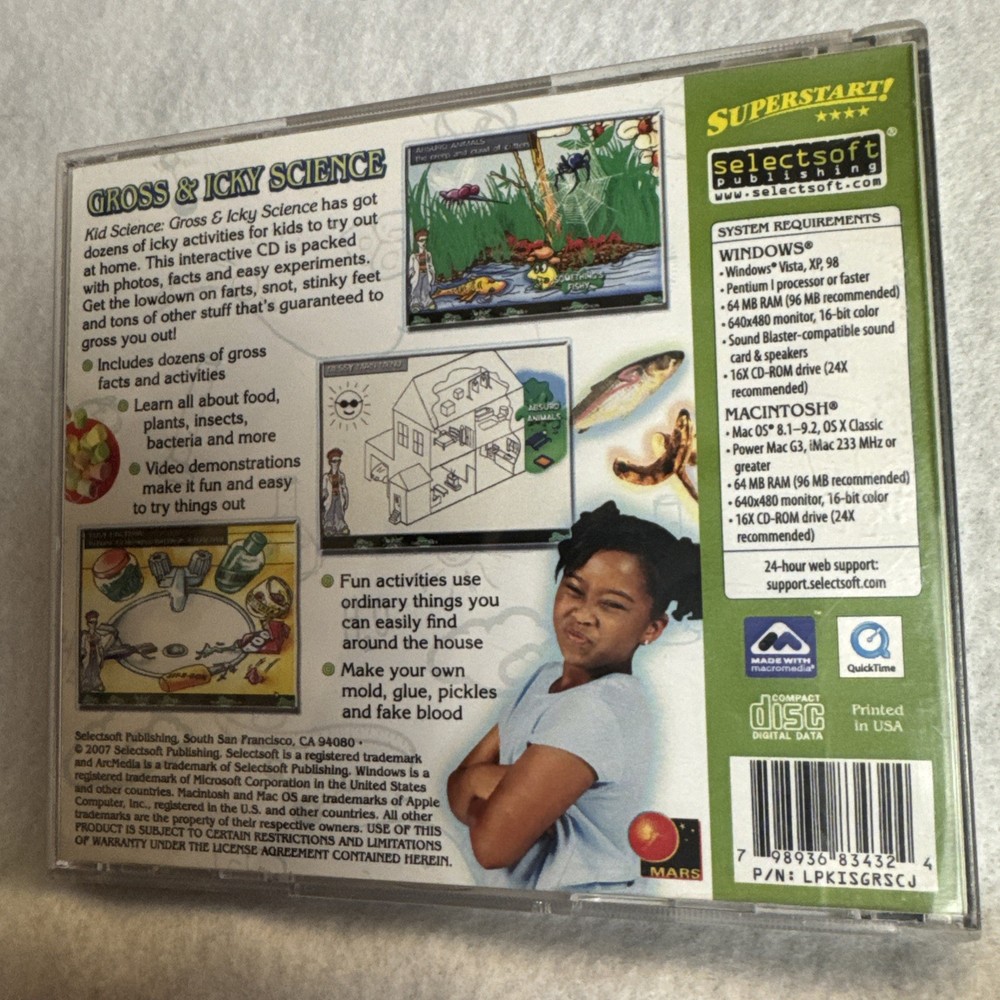 Kid Science Gross & Icky Science at Home Age 9+ PC Software Mint