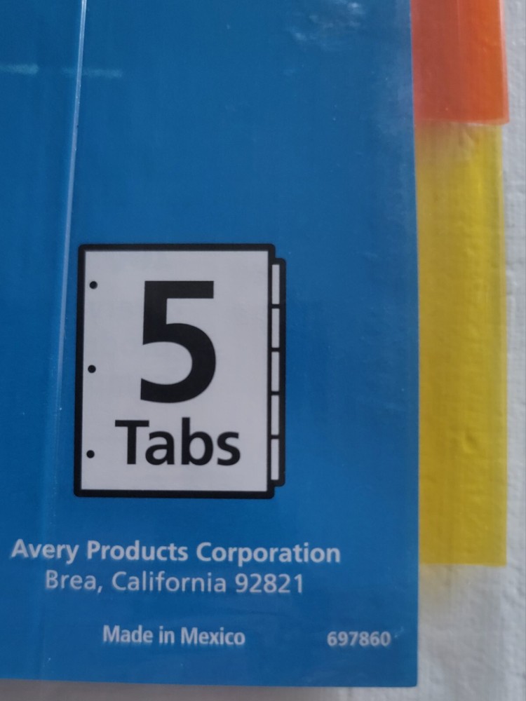 Avery Insertable Big Tab Dividers 5-Tab Letter 11121