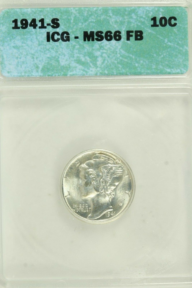 1941-S Mercury Dime : ICG MS66FB   Full Split Bands
